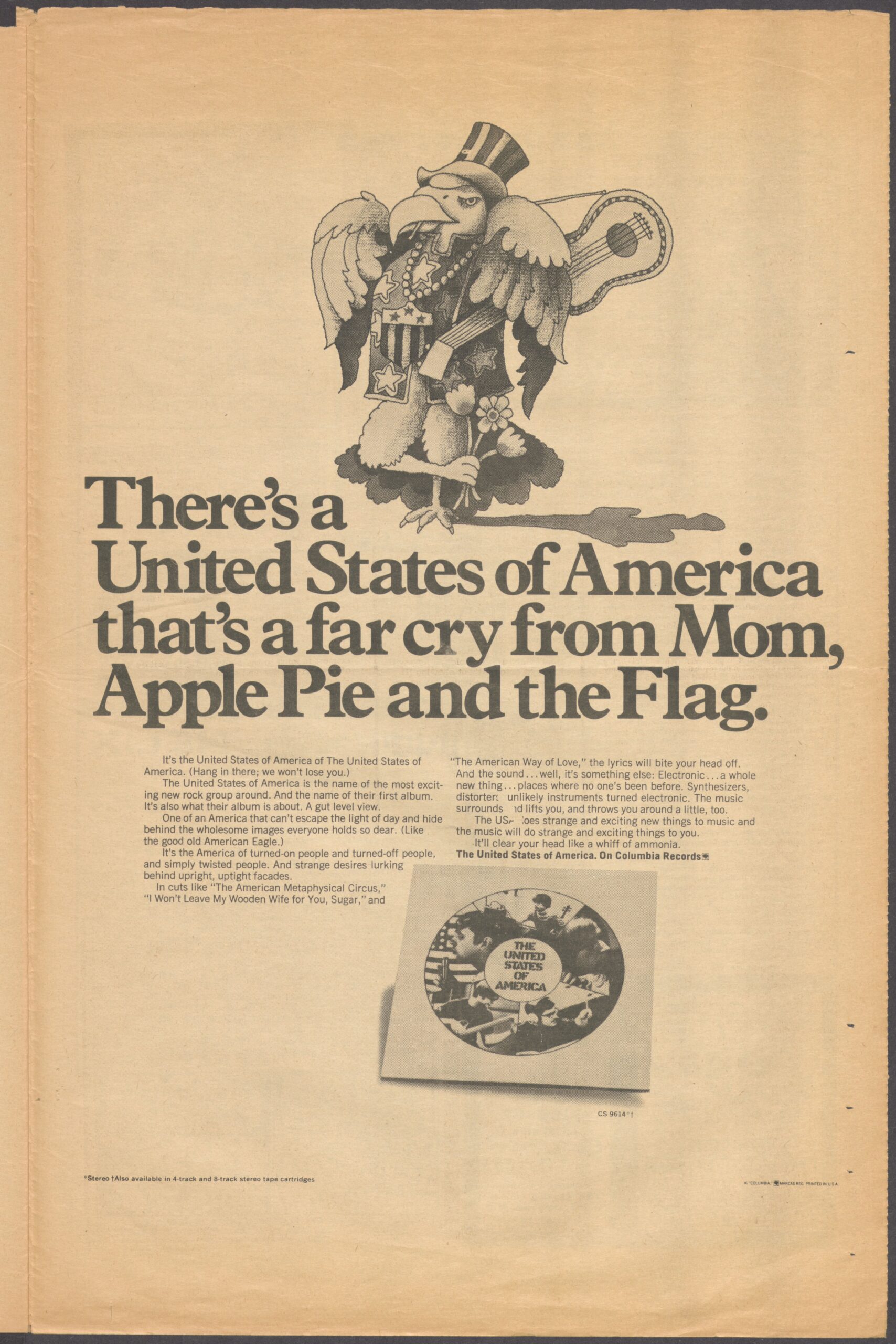 Pubblicità originale di The United States of America pubblicata su Helix il 9 maggio 1968